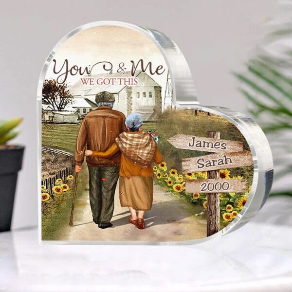 Valentine Keepsakes, Heart Keepsake, Personalized You And Me We God This Old Couple Heart Acrylic Plaque