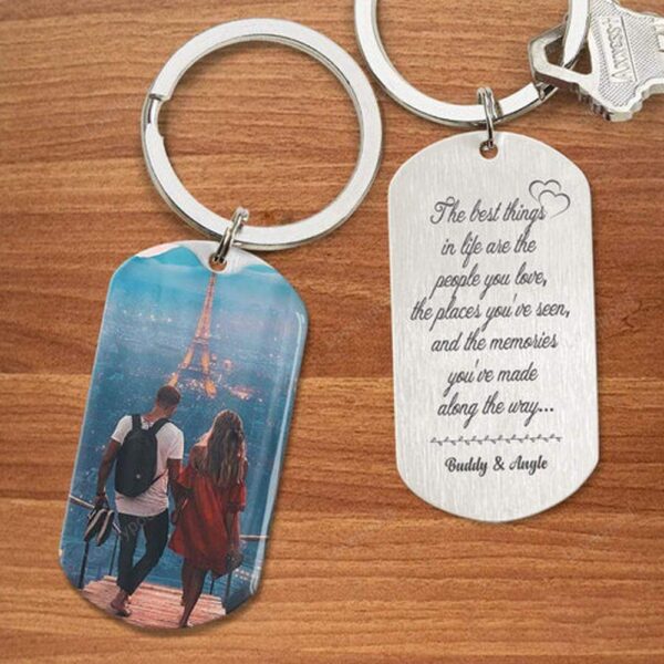 Valentine Keychain, Best Things Are People You Love Places Youve Seen Metal Keychain