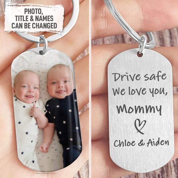 Valentine Keychain, Drive Safe I Love You, Personalized Keychain, Gifts For Mommy, Custom Photo Keychain