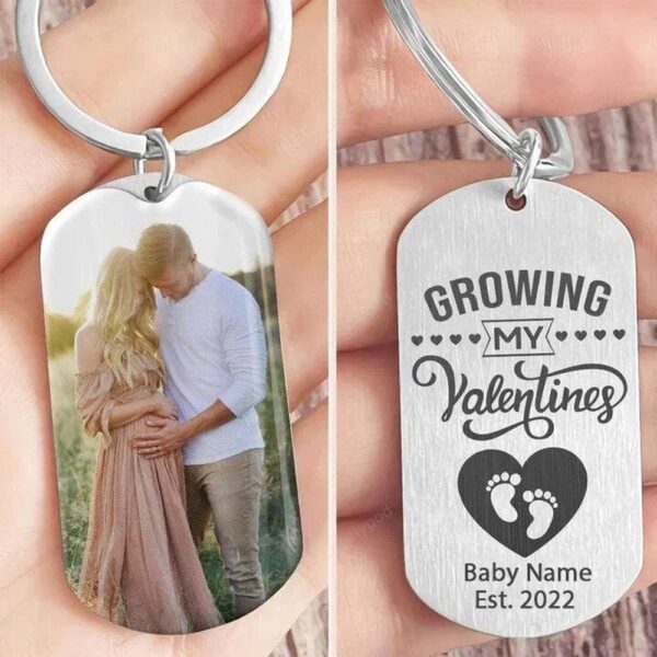 Valentine Keychain, Growing My Valentine, Custom Baby Est 2024 Couple Keychain