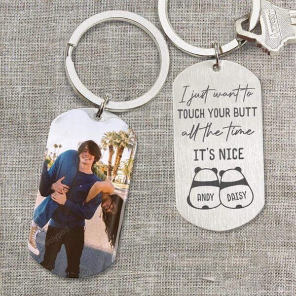 Valentine Keychain, I Just Want To Touch Your Butt All The Time Couple Keychain, Her