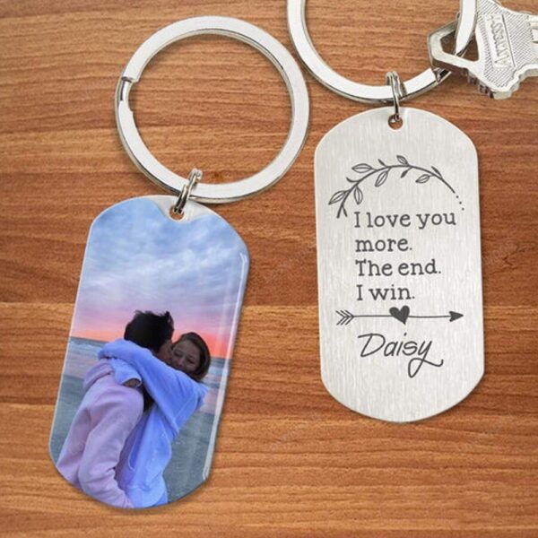 Valentine Keychain, I Love You More The End I Win Couple Metal Keychain, Valentines Day Gift For Couple