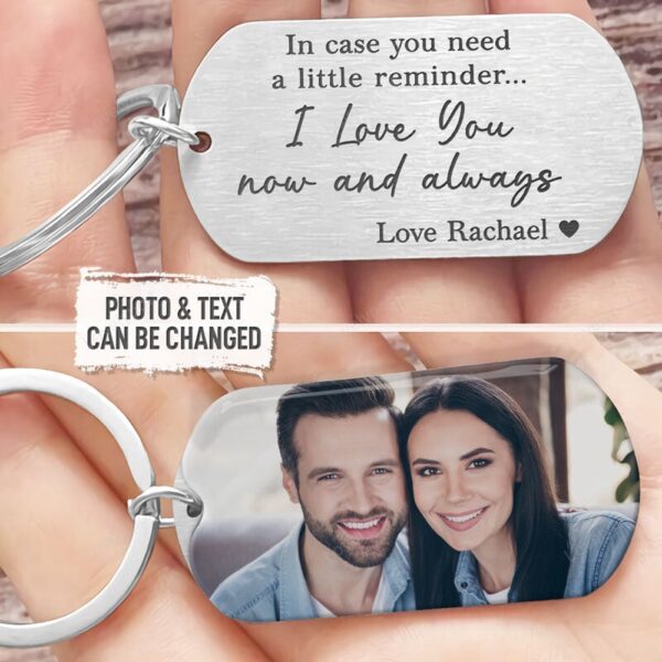 Valentine Keychain, I Love You Now And Always, Personalized Keychain For Couple