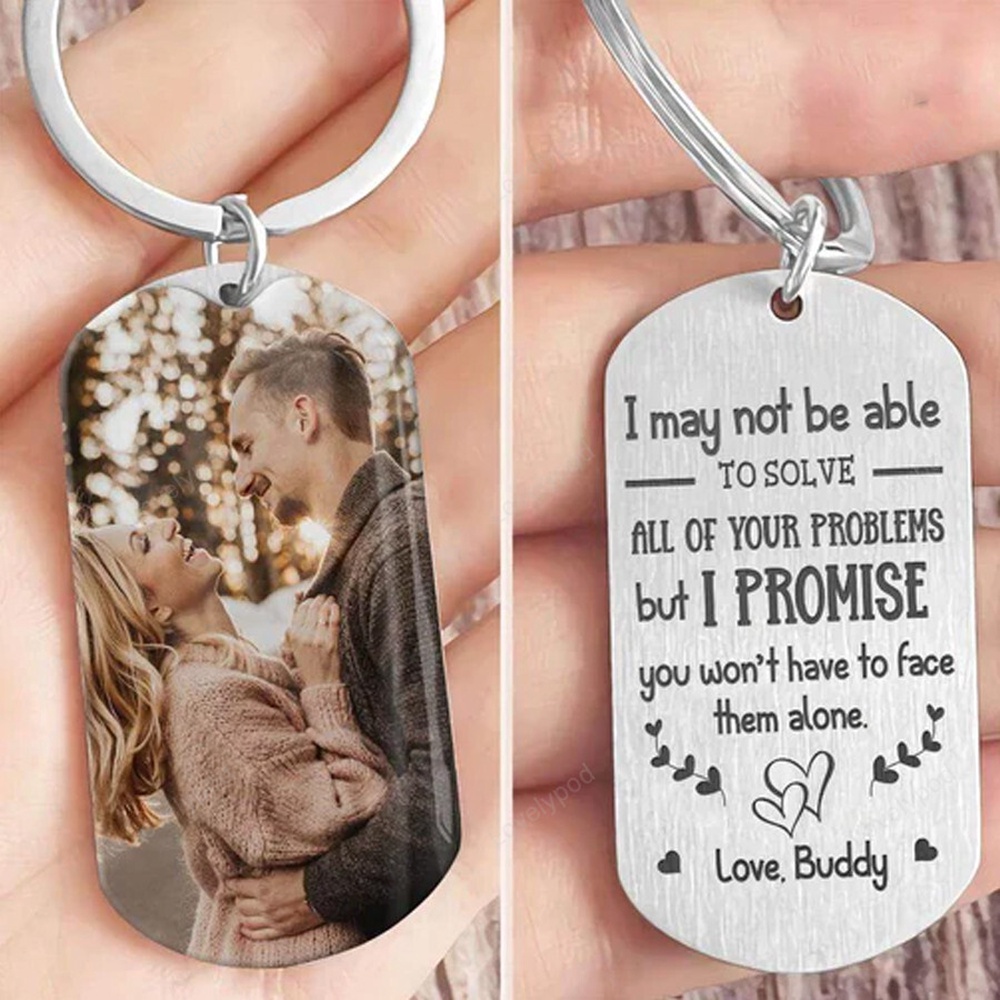 Valentine Keychain, I Promise You Wont Face Your Problems Alone Couple Metal Keychain Valentine Keychain, I Promise You Wont Face Your Problems Alone Couple Metal Keychain