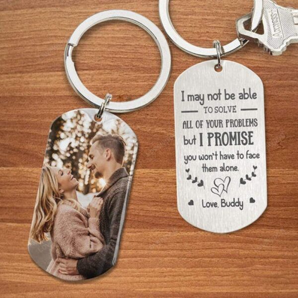Valentine Keychain, I Promise You Wont Face Your Problems Alone Couple Metal Keychain