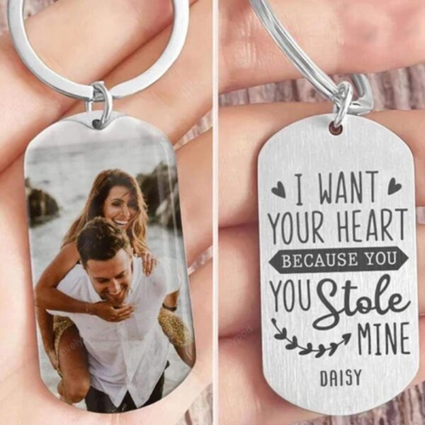Valentine Keychain, I Want Your Heart Valentine Keychain, Valentine Day Gift For Couple