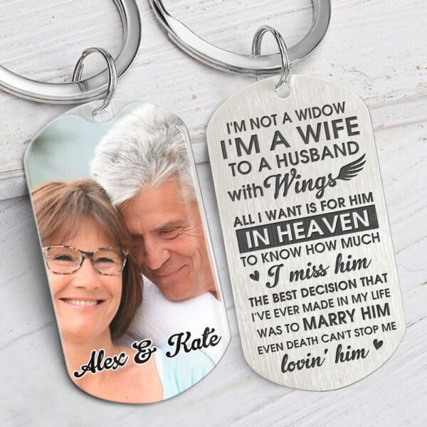 Valentine Keychain, Im A Wife To A Husband With Wings, Personalized Keychain, Memorial Gifts