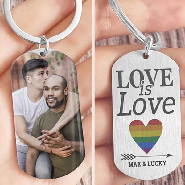 Valentine Keychain, Love Is Love Rainbow Couple Keychain, Valentines Day Gift For Lgbt Couple