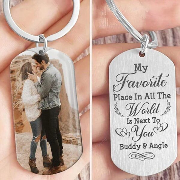 Valentine Keychain, My Favorite Place Is Next To You Couple Keychain, Valentine Day Gift For Him