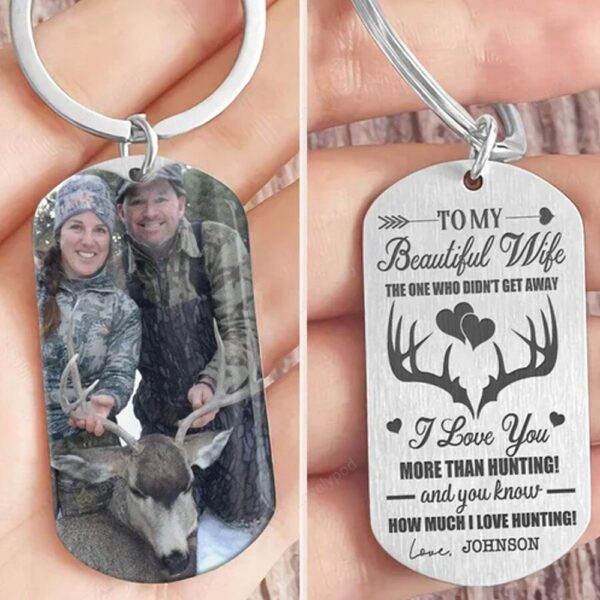 Valentine Keychain, My Wife I Love You More Than Hunting Hunter Keychain, Valentines Day Gift For Couple