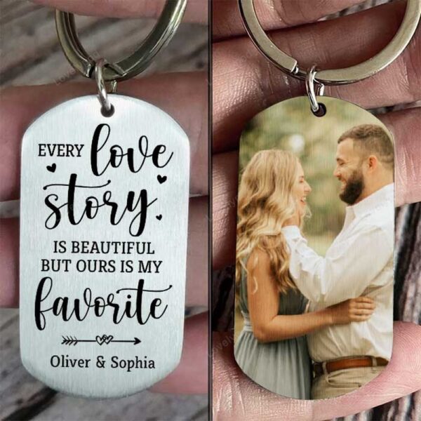 Valentine Keychain, Our Love Story Is My Favorite, Gift For Couples – Personalized Photo Keychain