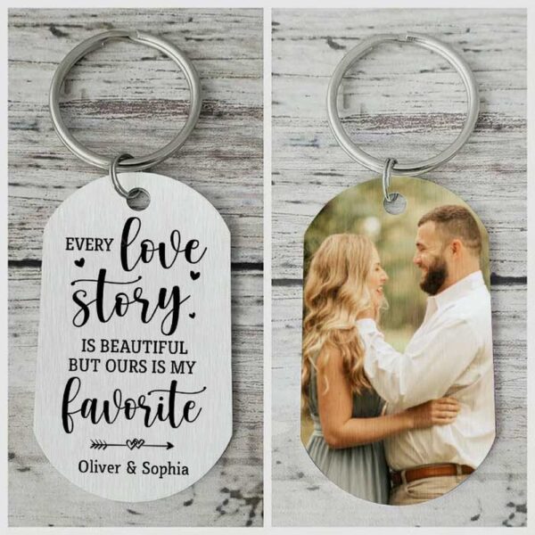 Valentine Keychain, Our Love Story Is My Favorite, Gift For Couples – Personalized Photo Keychain