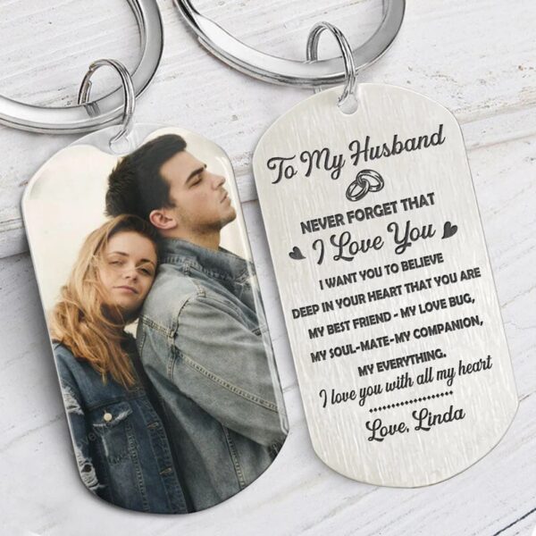 Valentine Keychain, To My Husband Never Forget That I Love You, Valentine Day Gifts For Husband