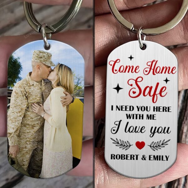 Valentine Keychain, Veteran Couple I Love You Personalized Stainless Steel Keychain With Upload Image