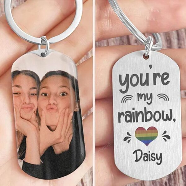 Valentine Keychain, You Are My Rainbow Couple Keychain, Valentine Day Gift For Him, Her