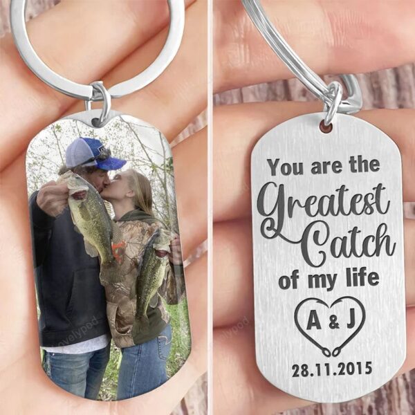 Valentine Keychain, You Are The Greatest Catch, Custom Photo Valentine Keychain, Gifts For Him