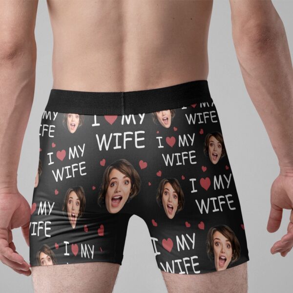 Valentine Men Boxer, I Love My Wife Personalized Photo Mens Boxer Briefs Valentines Day Gifts For Men