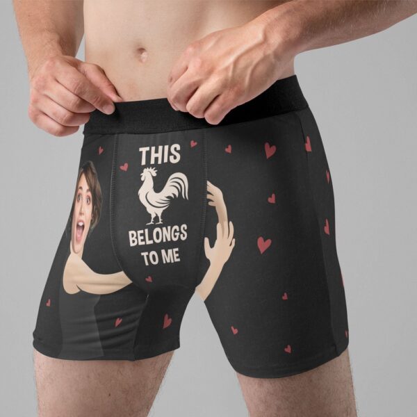 Valentine Men Boxer, It Belongs To Me Personalized Photo Mens Boxer Briefs Valentines Day Gifts For Men, Husband
