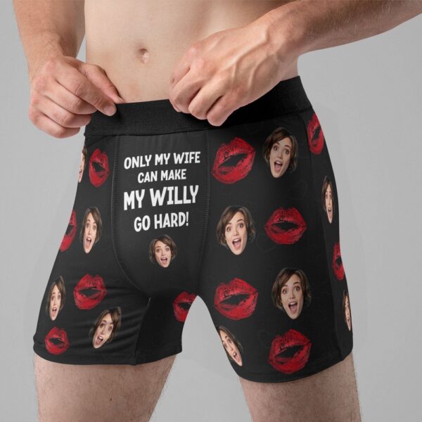 Valentine Men Boxer, Only My WifeGirlfriend Can Make My Willy Go Hard Personalized Mens Boxer Briefs Valentines Day Gifts For Men