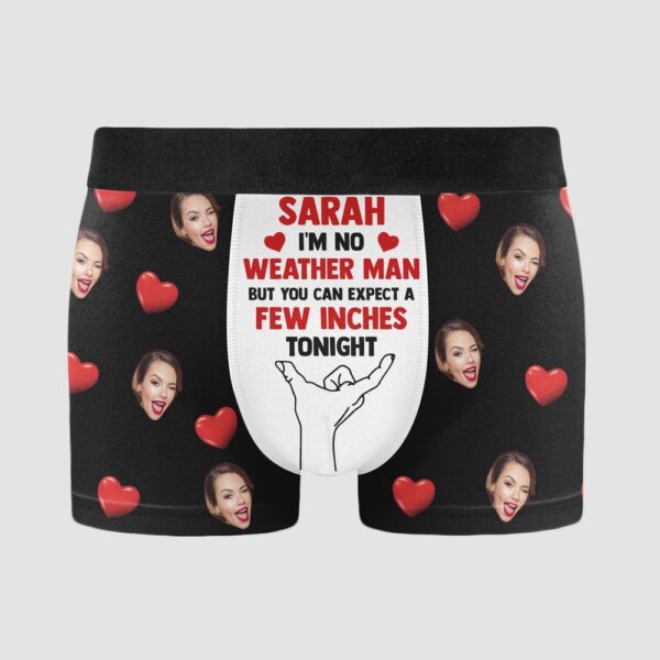 Valentine Men Boxer, You Can Expect A Few Inches Tonight Personalized Photo Mens Boxer Briefs