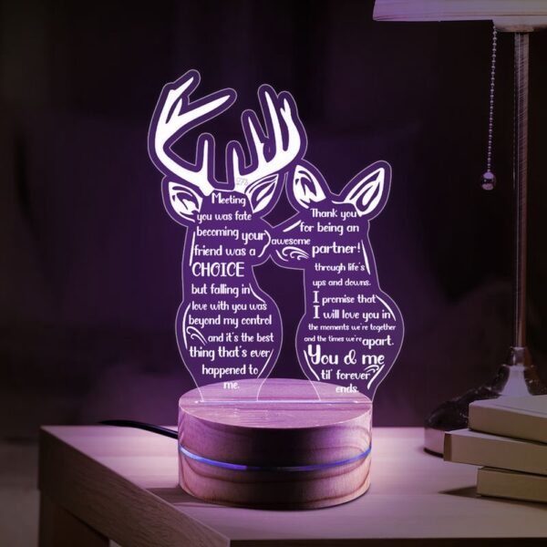 Valentine Night Light, Deer Couple Night Light Thank You For Being An Awesome Partner Night Light Valentine Gift