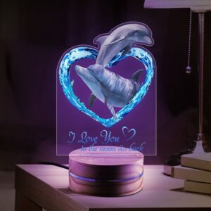 Valentine Night Light, Dolphin Couple Led Light…