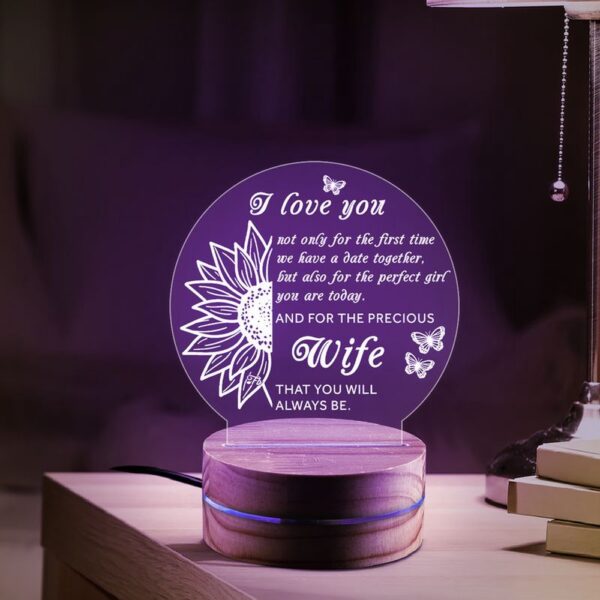 Valentine Night Light, I Love You Night Light For The Precious Wife Night Light Sunflower Sketch Light Valentine Gift
