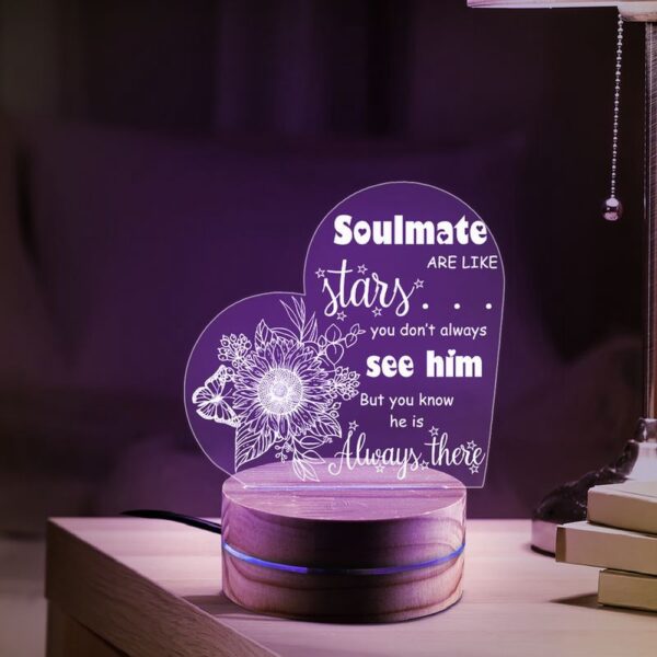 Valentine Night Light, Soulmate Are Like Stars Night Light Sunflower Sketch Night Light Valentine Night Light Lover Gift