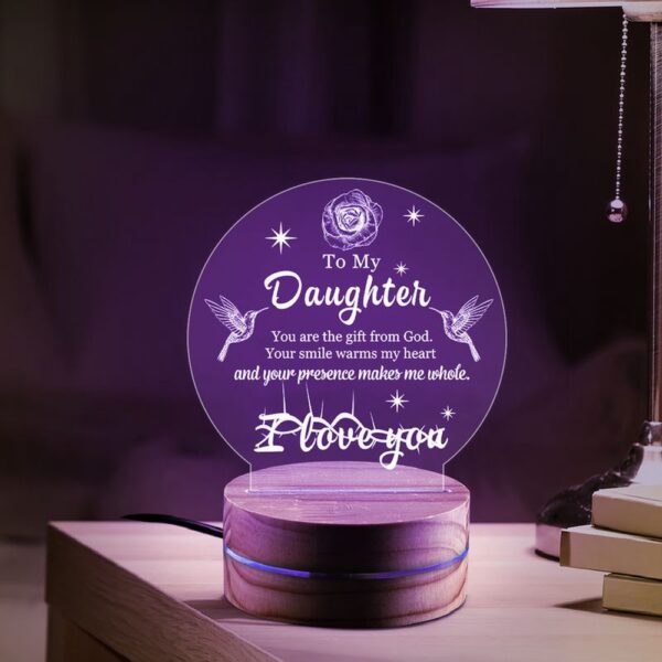 Valentine Night Light, To My Daughter Night Light Hummingbird Lamp Daughter I Love You Night Light For Valentine