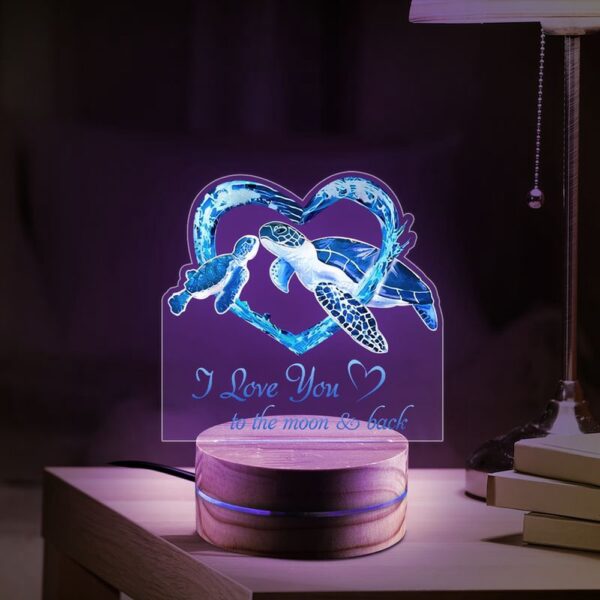 Valentine Night Light, Turtle Couple Heart Led Light I Love You To The Moon And Back Light Valentine Gift