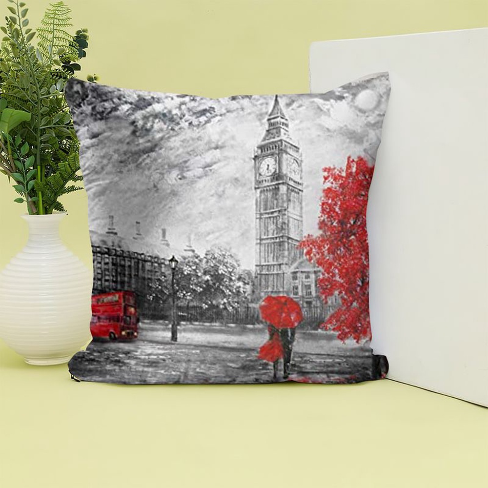 Valentine Pillow, Big Ben Elizabeth Towel London Romantic Couple Valentine’s Day Sofa Decor