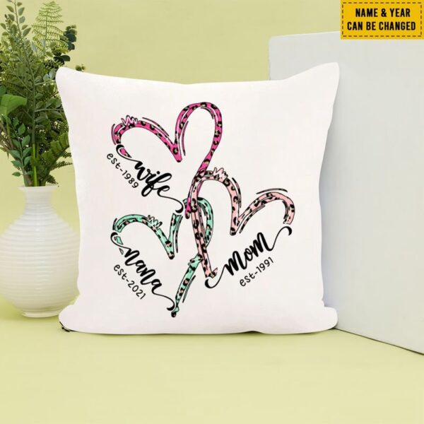 Valentine Pillow, Customized Name Pillow Valentine For Grandma Wife Mom Nana Est Leopard Panther Pattern