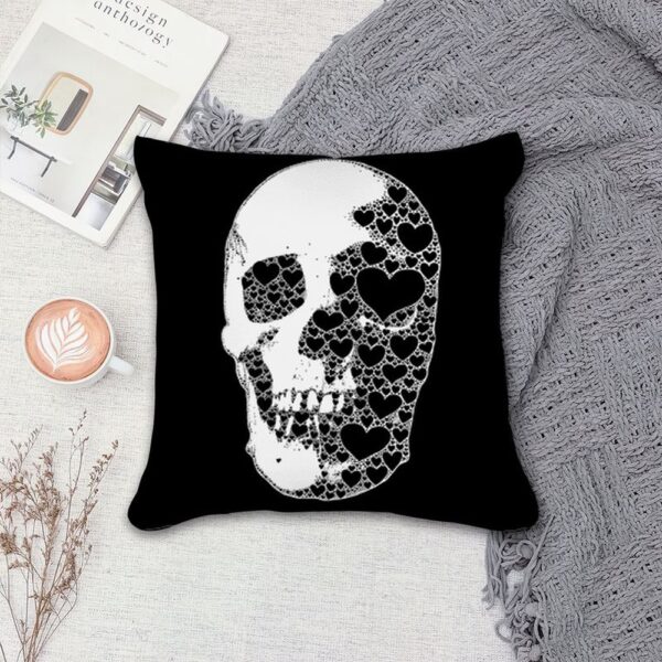 Valentine Pillow, Happy Valentine’s Day Skull Love Heart Black Pillow Case Skull Lovers Gift