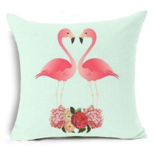 Valentine Pillow, Loving Flamingo Couple Flower Valentine’s…