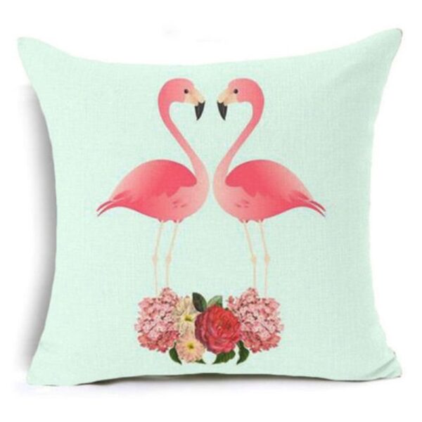 Valentine Pillow, Loving Flamingo Couple Flower Valentine’s Day 14th February Sofa Decor Flamingo Lovers