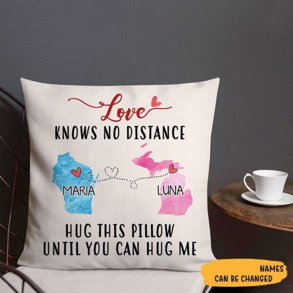 Valentine Pillow, Personalized State To State Pillow Valentine’s Day Decorative Pillows Love Knows No Distance