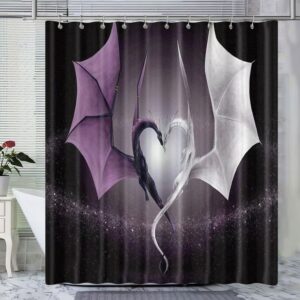 Valentine Shower Curtain, Galaxy Dragon Couple Lover…