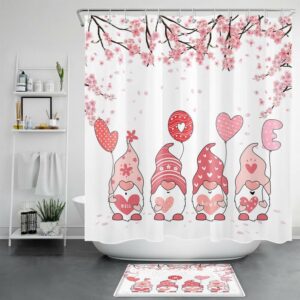 Valentine Shower Curtain, Gnome Valentine Love Shower…