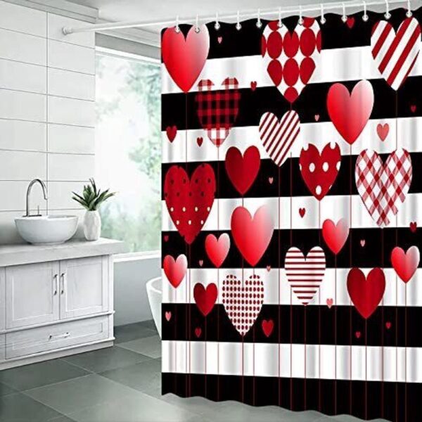 Valentine Shower Curtain, Happy Valentines Day Shower Curtain For Bathroom Valentine Heart Bath Curtains Loving