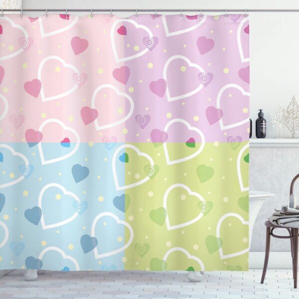Valentine Shower Curtain, Happy Valentines Day Shower Curtain For Bathroom Wedding Home Bath Decor Lovings