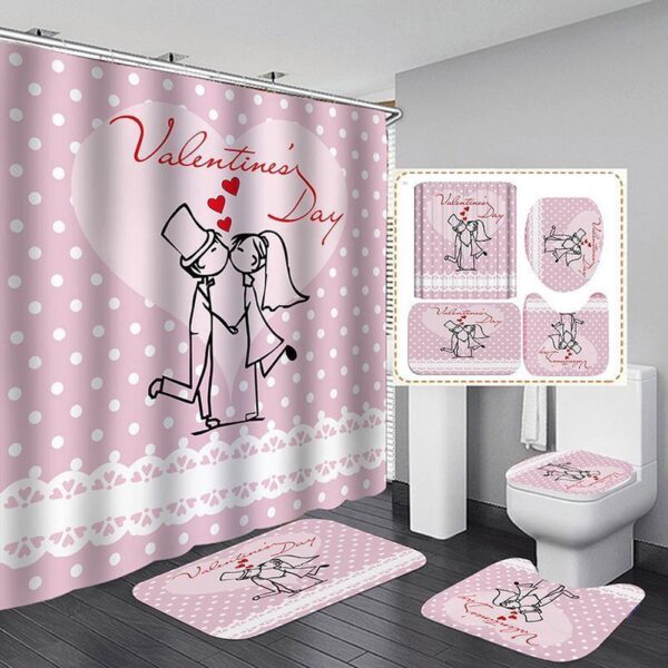 Valentine Shower Curtain, Happy Valentines Day Shower Curtains For Bathroom Wedding Bathroom Shower Curtain Loving