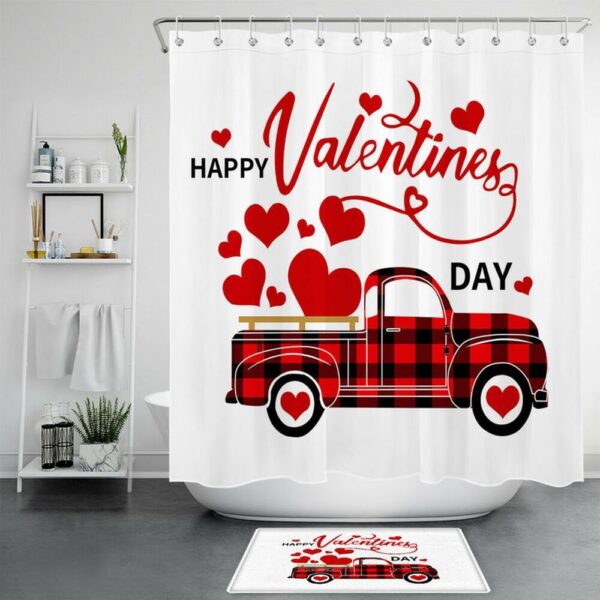 Valentine Shower Curtain, Happy Valentines Day Shower Curtains Valentine Decor Bathroom Sets Valentine Bedroom Decor Gift For Him