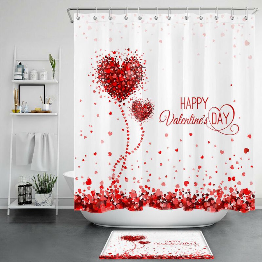 Valentine Shower Curtain, Happy Valentines Day Shower Curtains Valentine Hearts Curtains Bathroom Decor Valentines Day Decor Valentine Shower Curtain, Happy Valentines Day Shower Curtains Valentine Hearts Curtains Bathroom Decor Valentines Day Decor