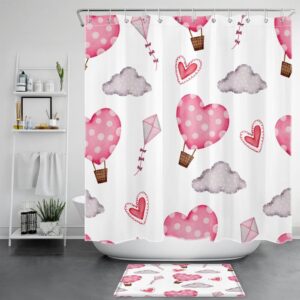 Valentine Shower Curtain, Hearts Shower Curtain Pink…