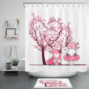 Valentine Shower Curtain, Valentine Gnome Couple Shower…