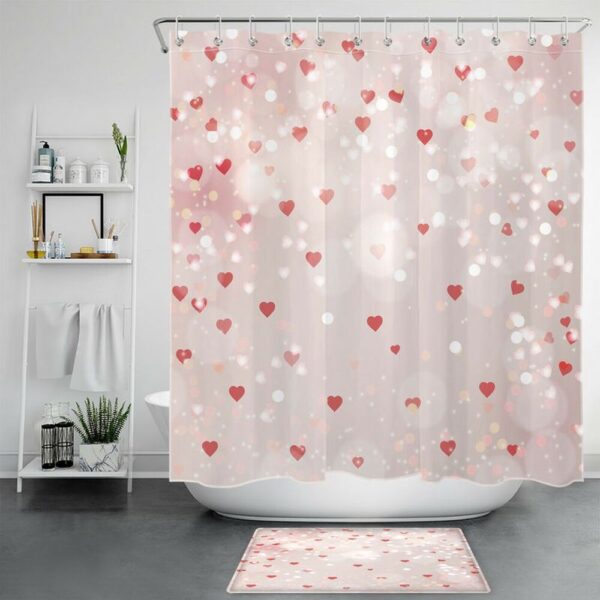 Valentine Shower Curtain, Valentine Heart Shower Curtains Valentine Love Romancecore Bathroom Home Decor Gift For Him