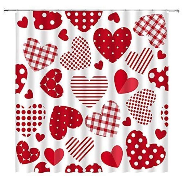 Valentine Shower Curtain, Valentine Hearts Shower Curtains Happy Valentines Day Romancecore Bathroom Home Decoration Valentine Gift