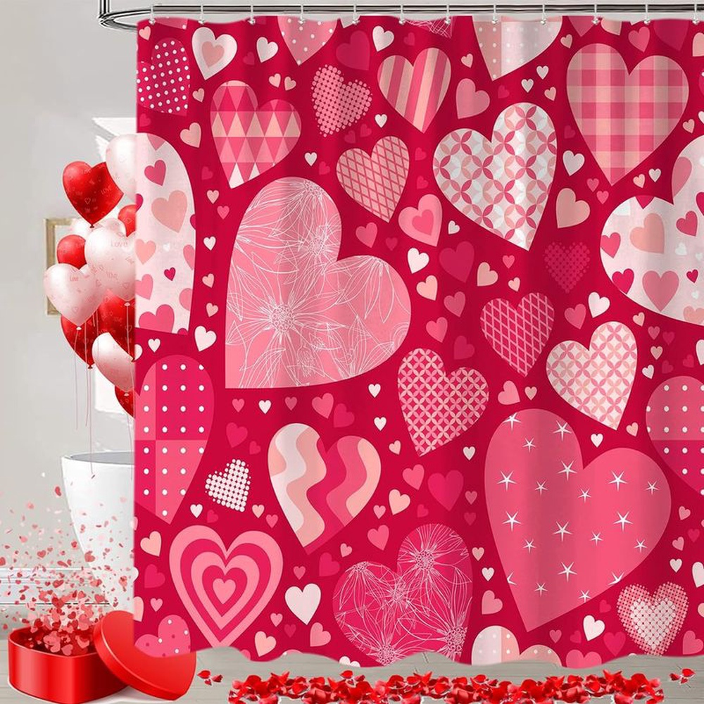 Valentine Shower Curtain, Valentine Heats Pattern Shower Curtains Valentine Love Bathroom Curtains Bathroom Decor Valentine Shower Curtain, Valentine Heats Pattern Shower Curtains Valentine Love Bathroom Curtains Bathroom Decor