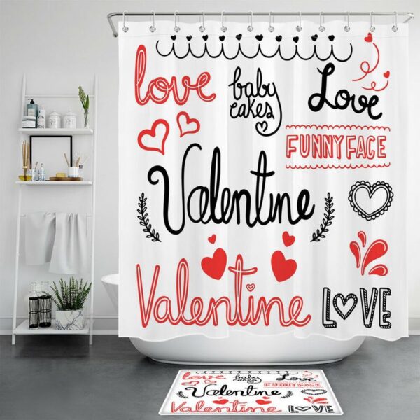 Valentine Shower Curtain, Valentine Love Shower Curtains Valentine Bathroom Decoration Valentine Hearts Husband Wife Gift