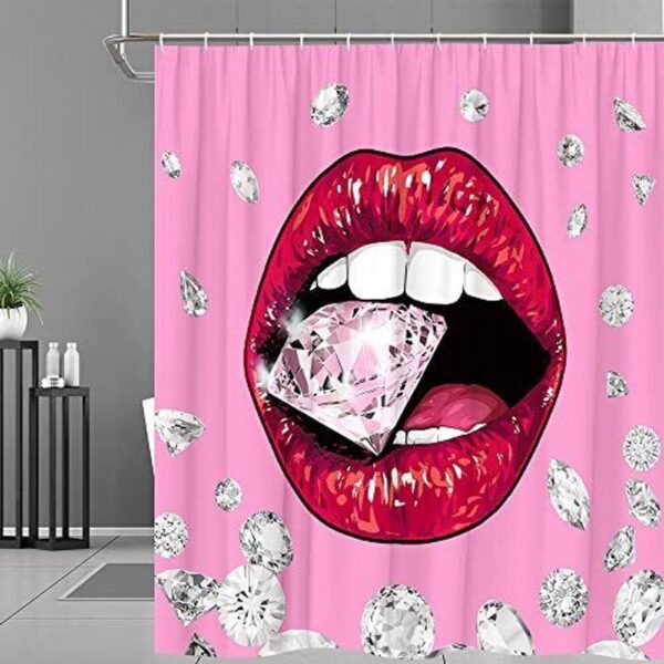 Valentine Shower Curtain, Valentine Shower Curtains Lips Bathroom Set Valentine Decor Romancecore Bathroom Home Decoration
